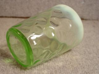Vintage Green Opalescent Thumbprint Glass Tumbler