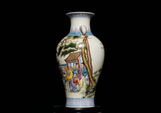 Antique China 18th C Porcelain Polychrome Figure Vase Signed L205