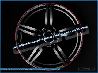 BMW Black 19 Inch M6 style wheels 5 6 series staggered rims red pin