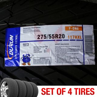 Set of 4 New 275 55R20 Durun F One Tire Package 275 55 20 2755520