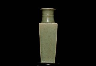 Antique China Green Porcelain Zun Style Vase Square Section AA218