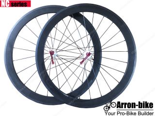 700c 50mm Clincher Carbon Fiber Road Racing Bicycle Wheels Bike