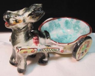 Vtg 50s Italian Art Pottery Donkey Cart Bitossi Fantoni Era Italy Hand