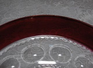 Vintage Tiffin Glass Ruby Flash King’s Crown Thumbprint Torte Plate