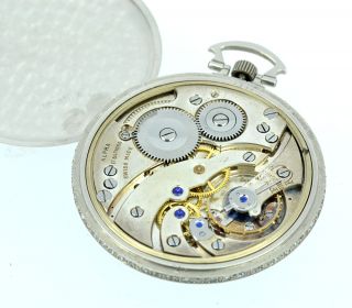 Vintage Alpha Platinum Diamond Pocket Watch 17 Jewel Swiss Made