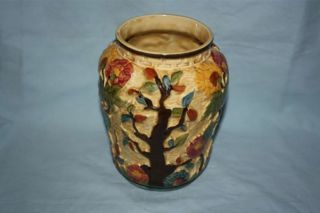 Wood Large Hand Painted Indian Tree Vase