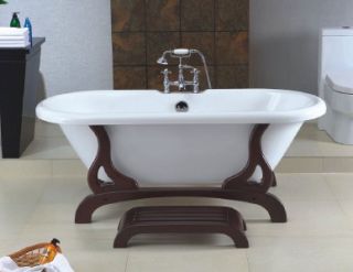 Acrylic Dual End Wood Pedestal Style Bathtub Bathtub