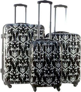3Piece Luggage Set Hard Rolling 4 Wheels Spinner Floral