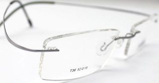 Luxury Titanium Gun Gray Rimless Flexible Eyeglass Frame Eyewear