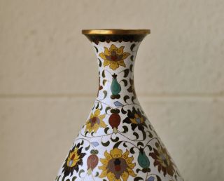 Large Antique Chinese Cloisonne Bottle Vase Copper Base