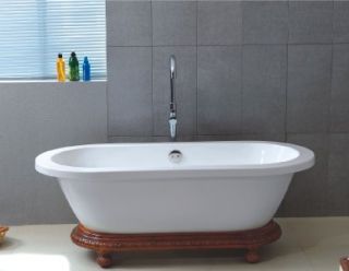 Acrylic Dual End Wood Pedestal Style Bathtub Bathtub
