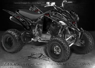 Yamaha Raptor 350 ATV Graphics Inevitable Death Black Model Reaper