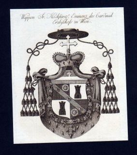 1780   Kardinel Erzbischof zu Wien Kupferstich Wappen