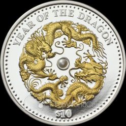 Fiji 2012 10 $ Year of the Dragon Lunar 2012 Proof Silver Coin
