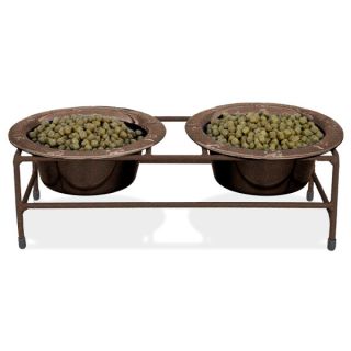 Boutique Dog Platinum Pets Modern Double Diner Copper Vein Olde World Stand With Two Stainless Steel Bowls