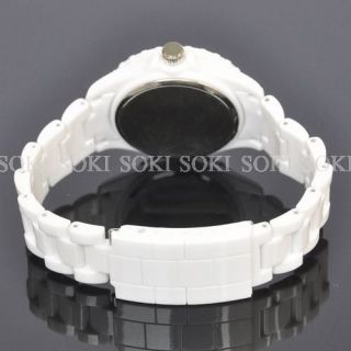 New SOKI White Dial Woman Lady plastic Analog Quartz Wrist Band Watch