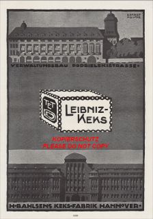 Leibniz Keks Biscuit Fabrik Bahlsen Hannover 1916 Reklame XXL Biskuit