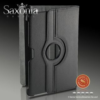 Für Samsung Galaxy Note 10.1 N8000 360° Leder Schwarz Case Tasche