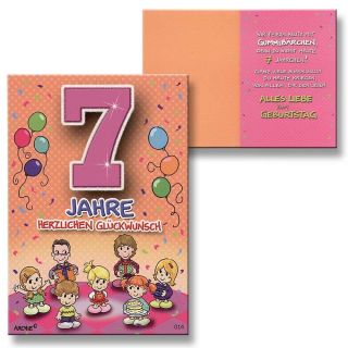 Archie Geburtstagskarte zum 7. Geburtstag Mädchen orange