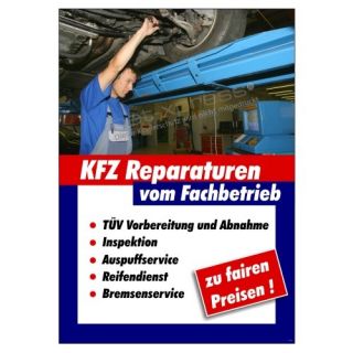 Plakat Kfz Reparaturen Autowerkstatt DIN A1 Kfz Werkstatt Lackierer