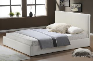 Design Bond Lederbett Doppelbett Leder Bett 200x200 weiß + Ablage