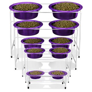 Platinum Pets Modern Diner Stand w/ Bowls   Purple