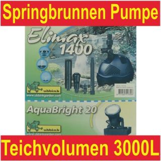 Elimax1400 Teichpumpe Wasserspielpumpe +AquaBright 20
