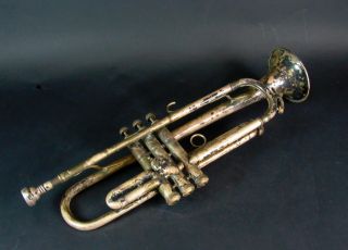 antike Jazz King Trompete versilbert   Winkelhöfer