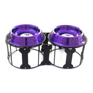 Platinum Pets Deluxe Bone Double Diner Stand With Stainless Steel Bowls   Dog   Boutique