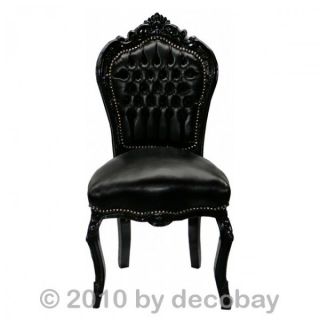 Barockstuhl Leder Stuhl schwarz gothic Kunstleder Antik Handarbeit Sky