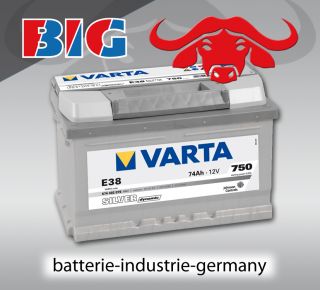 Varta Silver Battery E38 12 V 74 Ah accumulateur Batteri akku bateria