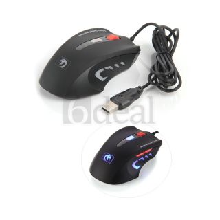 Schwarz verstellbar 2000DPI Gaming USB Maus Mouse LEDs 6D Tasten