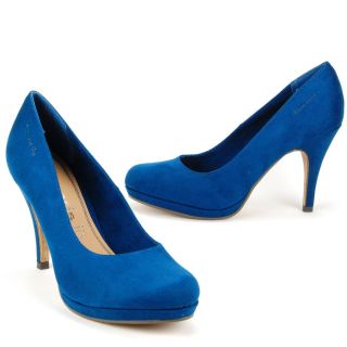 DPM605 TAMARIS Damen High Heels trend Pumps Plateau Leder royal blau
