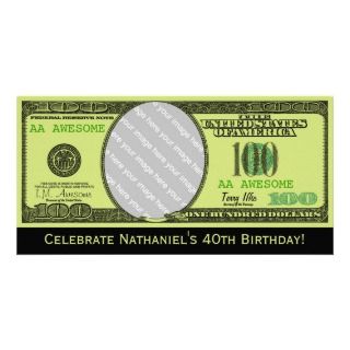 Personalized Fake 100 Dollar Bill Photo Cards