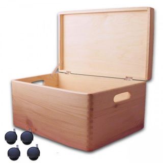 Aufbewahrungsbox/ Holzkiste mit Deckel und Grifflöchern Kiefer, Gr. 5