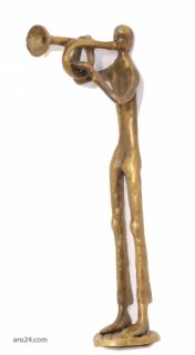1307 Trompeter Blaeser Musiker abstrakt Skulptur Figur Messing