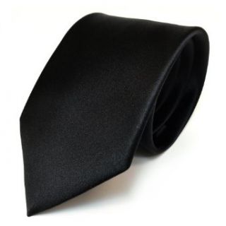 Designer Satin Krawatte schwarz uni Polyester Bekleidung