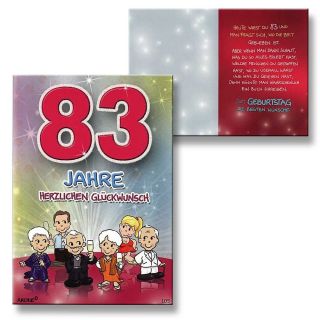 Archie Geburtstagskarte zum 83. Geburtstag Junge Mädchen rot