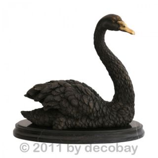 Dark Swan dunkler Schwan mit goldenem Schnabel Bronze Skulptur Statue