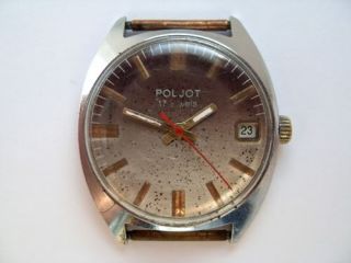 POLJOT Vintage Soviet Wrist WATCH Date DAY USSR Export Shockproof
