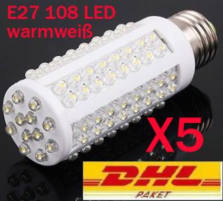 5X E27 LED Birne 108 Leds Lampe Bulb Lampen Licht warmweiß
