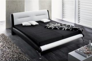 Designer Polsterbett Madrid Doppelbett schwarz/weiss Kunst Leder