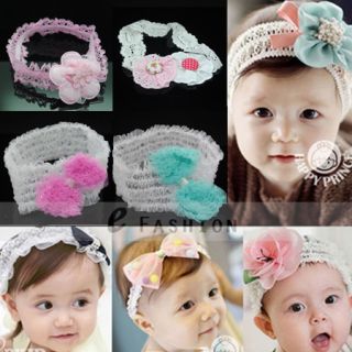 Kinder Stirnband Baby Haarband mit lace Blume Schleife NEU 126 0007