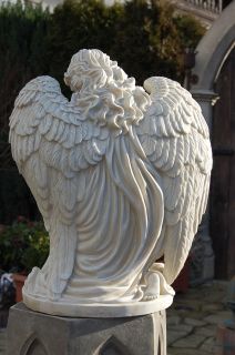 Engel kniend antikweiß Hände gefaltet innen außen Grab Figur Neu