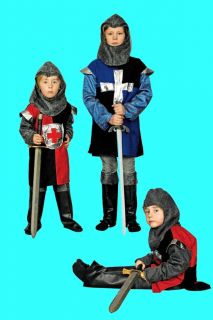 Kinder Kostüm Ritter Gr.98 152 rot od. blau schwarz Karneval Fasching