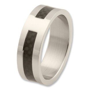  Ring mit Carbon 8mm inkl. Gravur (Größe 62) Schmuck