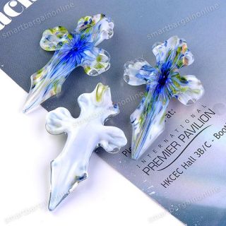 Farbe Pfau 3D Kreuz Murano Glas Anhänger f. Halskette Damen Classic