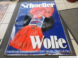 Schoeller Wolle riesiges, altes Emailschild 50er Jahre