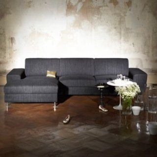 Gent Sofa 2 Sitzer mit Longchair links schwarz: Küche