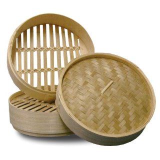 Bambusdämpfer 3 Teilig 20 cm Bamboo Steamer Set: Küche